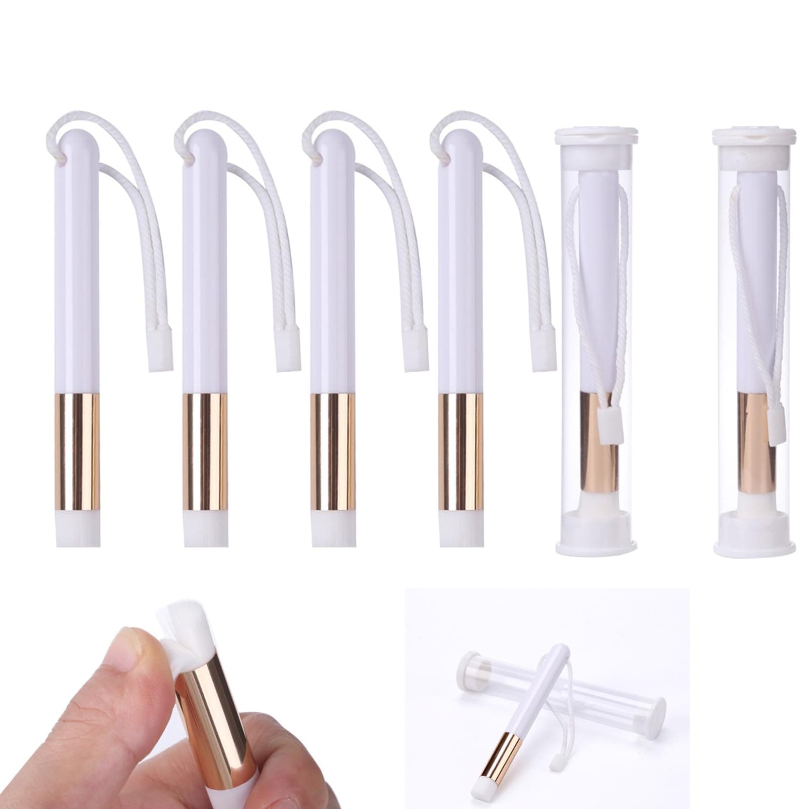 6PCS Mini Ink Paints Mixing Blending Brush Blending Tools Smooth Blending Ink Painting Small Brushes Hand Tools for DIY Scrapbooking Paper Cards Making (Gold)