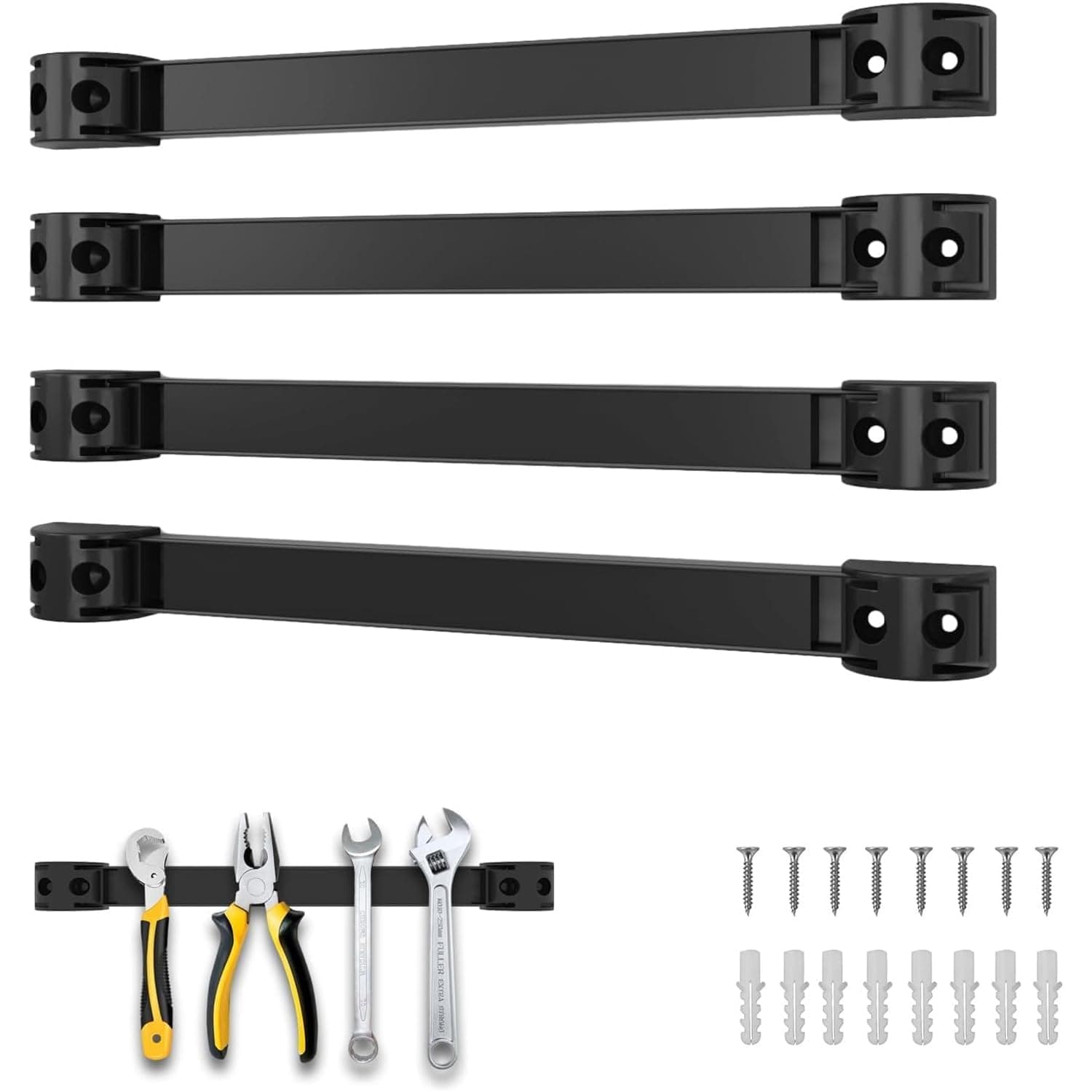SDLDEER 12" Magnetic Tool Holder, 4 Packs Magnetic Storage Strips Magnet Bar PVC Coated for Garage Tool Organizer Mounted Hanging Strip,Heavy Duty of Holder Easy to Install 12IN-4 PACK