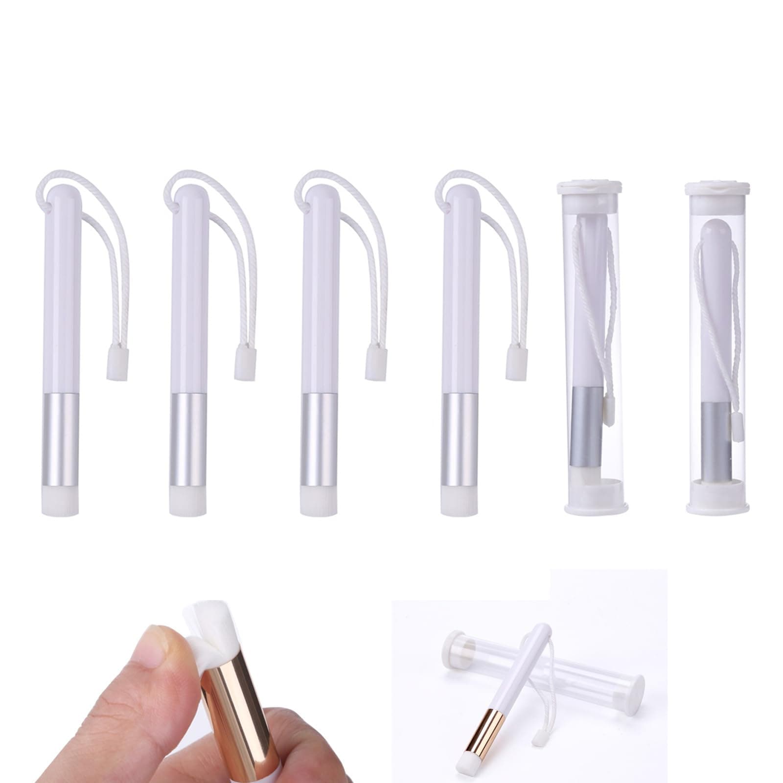 6PCS Mini Ink Paints Mixing Blending Brush Blending Tools Smooth Blending Ink Painting Small Brushes Hand Tools for DIY Scrapbooking Paper Cards Making (Silver)