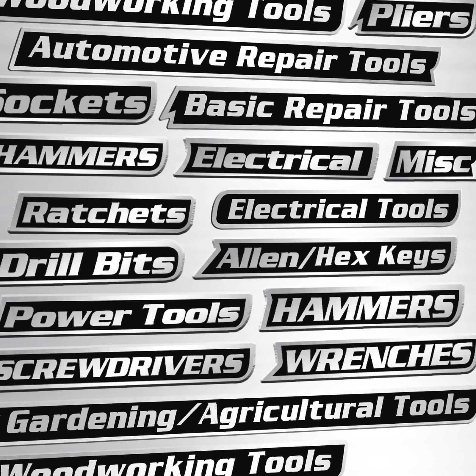 18 Pack of Tool Box Labels, New 3D-Printed Magnetic Tool Box Labels, Magnetic Toolbox Labels Reusable Tags for Steel Toolboxes, Carts, Drawers, and Cabinets(18PCS-Black)