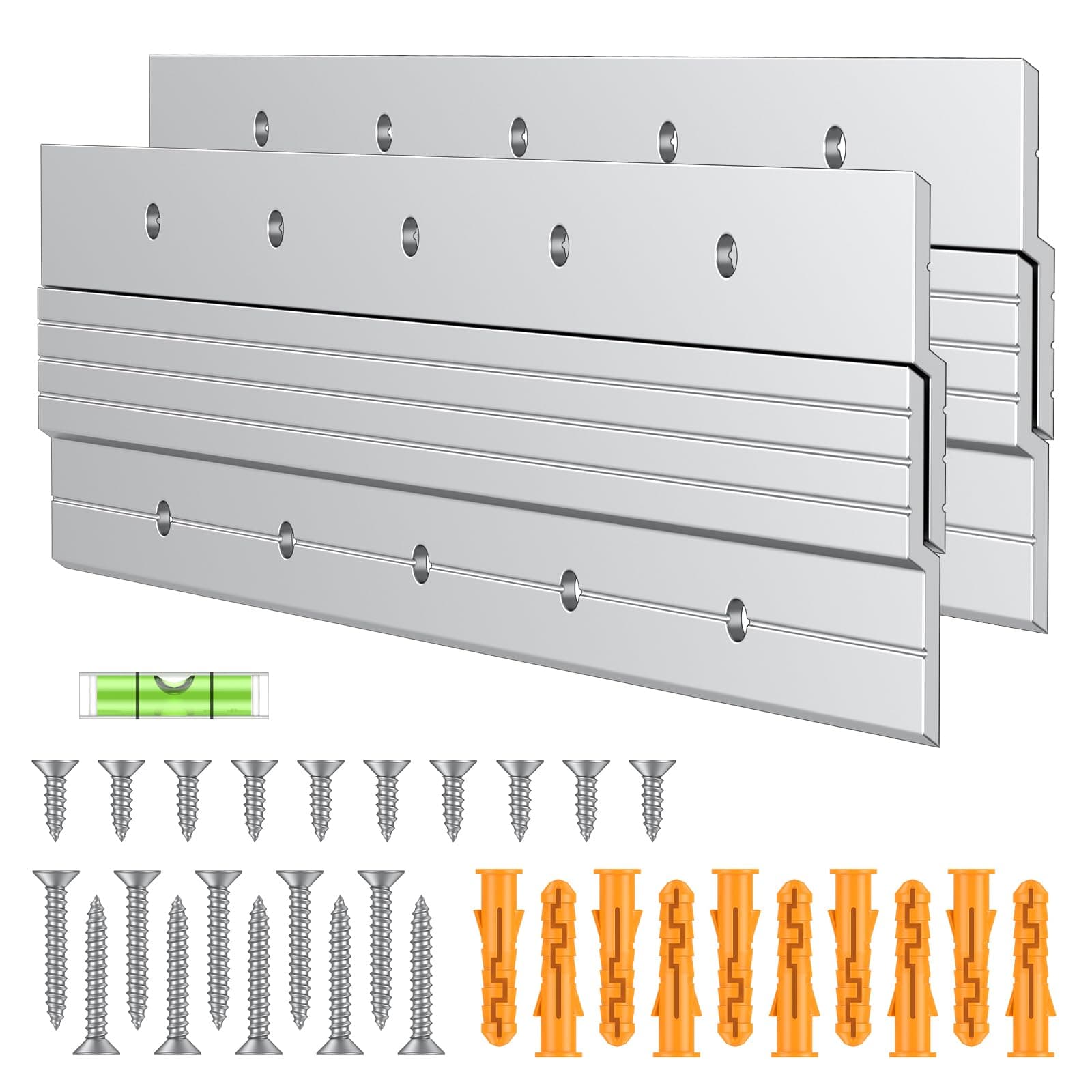 Uniclife 2 Pairs 12 Inch French Cleat Hanger 80 lbs Load Heavy Duty French Cleat Picture Hanger Aluminum Alloy Mirror Hanging Hardware Wall Mounting Bracket Interlocking Z Bar Clip with Bubble Level