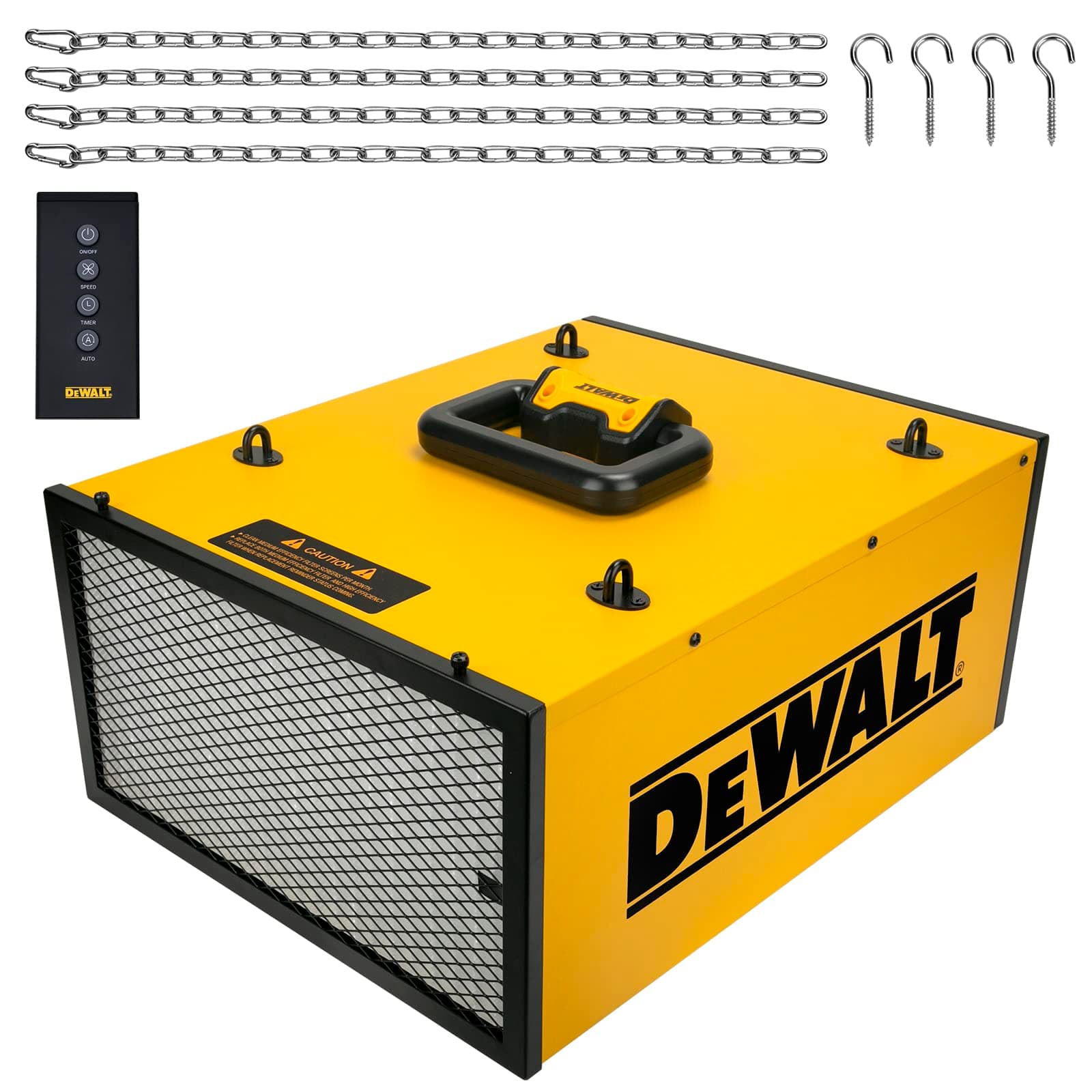DeWALT DWXAF101 Air Filtration System, 3-Speed Hanging Ceiling Dust Collectors for Woodworking, Remote Controlled Dust Collection Systems, 2 Stage Filtration, for Shop Garage