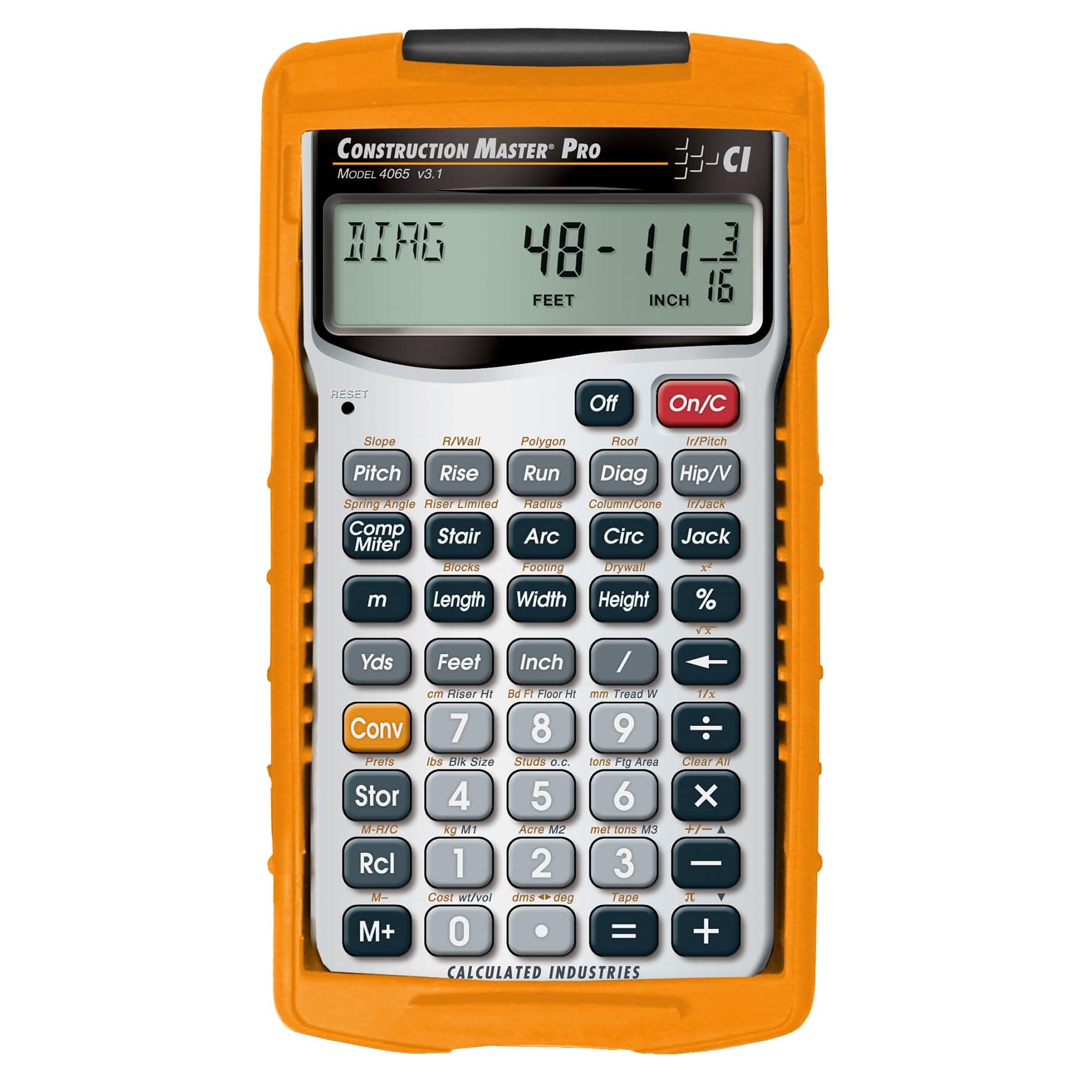 Calculated Industries 4065 Construction Master Pro Advanced Construction Math Feet-inch-Fraction Calculator for Contractors, Estimators, Builders, Framers, Remodelers, Renovators and Carpenters Handheld Calculator