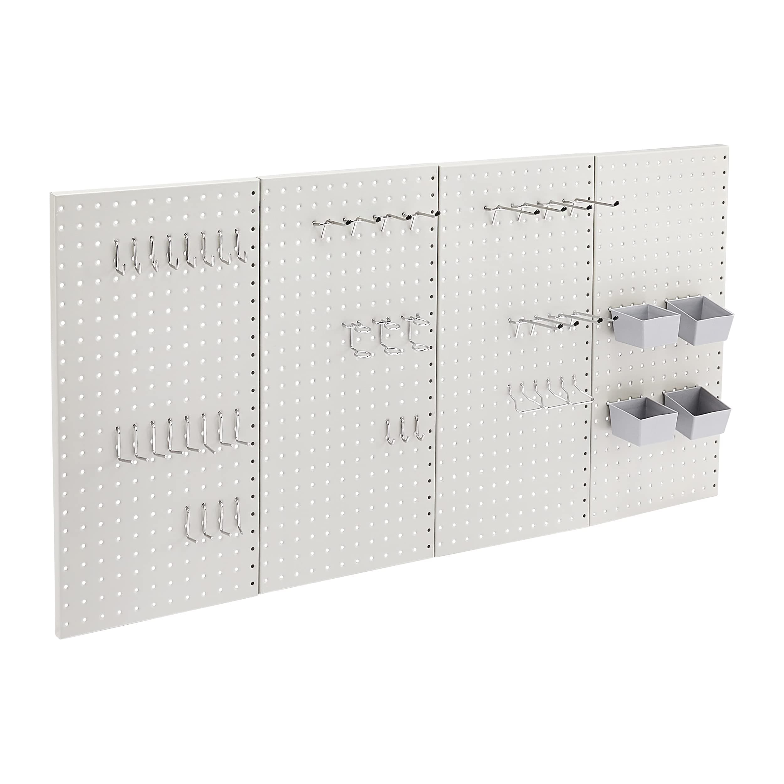 Amazon Basics Rectangular Metal Pegboard Kit for Wall Storage, Rust and Scratch Resistant, 48-Piece, Gray 48- Pieces