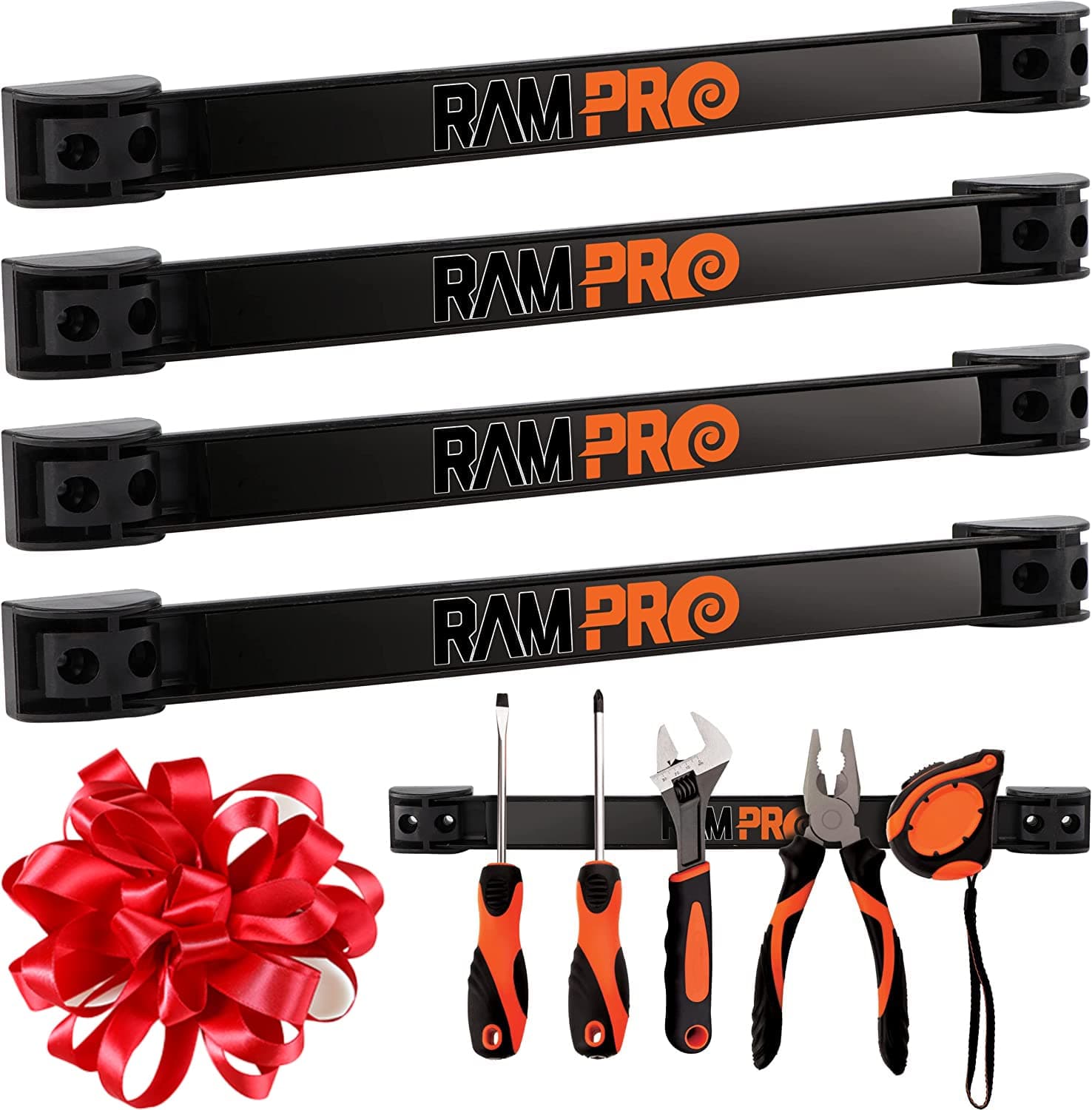 12" Magnetic Tool Holder Strip - A Tool Magnet Bar for Garage Organization, Shop Organization, and Workbench Accessories, Best Father's Day Gift, Easy To Install in Workshop, Mounting Screws Included. 4 Pack