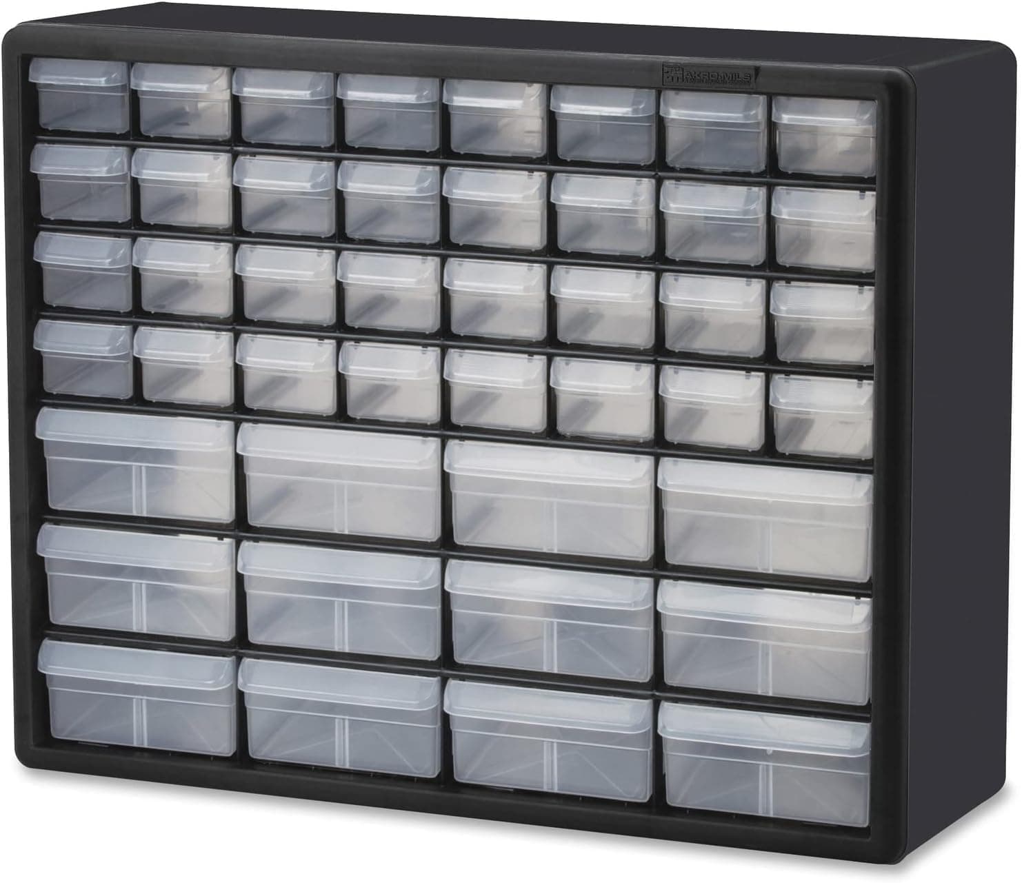 Akro-Mils 44-Drawer Plastic Drawer Storage Cabinet for Garage Organization, Bead Organizer, Building Bricks Storage, Teacher Toolbox, Makeup Organizer, 20" W x 6" D x 16" H, 10144 Black Black 44 Drawer 1 pack