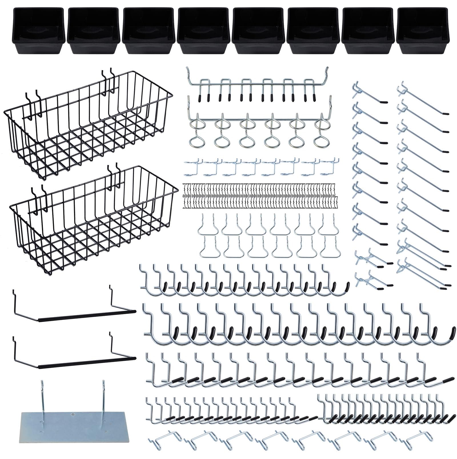 Daanxw 246PCS Pegboard Accessories Organizer Kit,Includes Pegboard Hooks,Bins,Baskets,Paper Towel Holder;Suitable for 1/8 and 1/4 Pegboard,Can be Used for Hanging Tools,Garage Storage,etc. (Black)