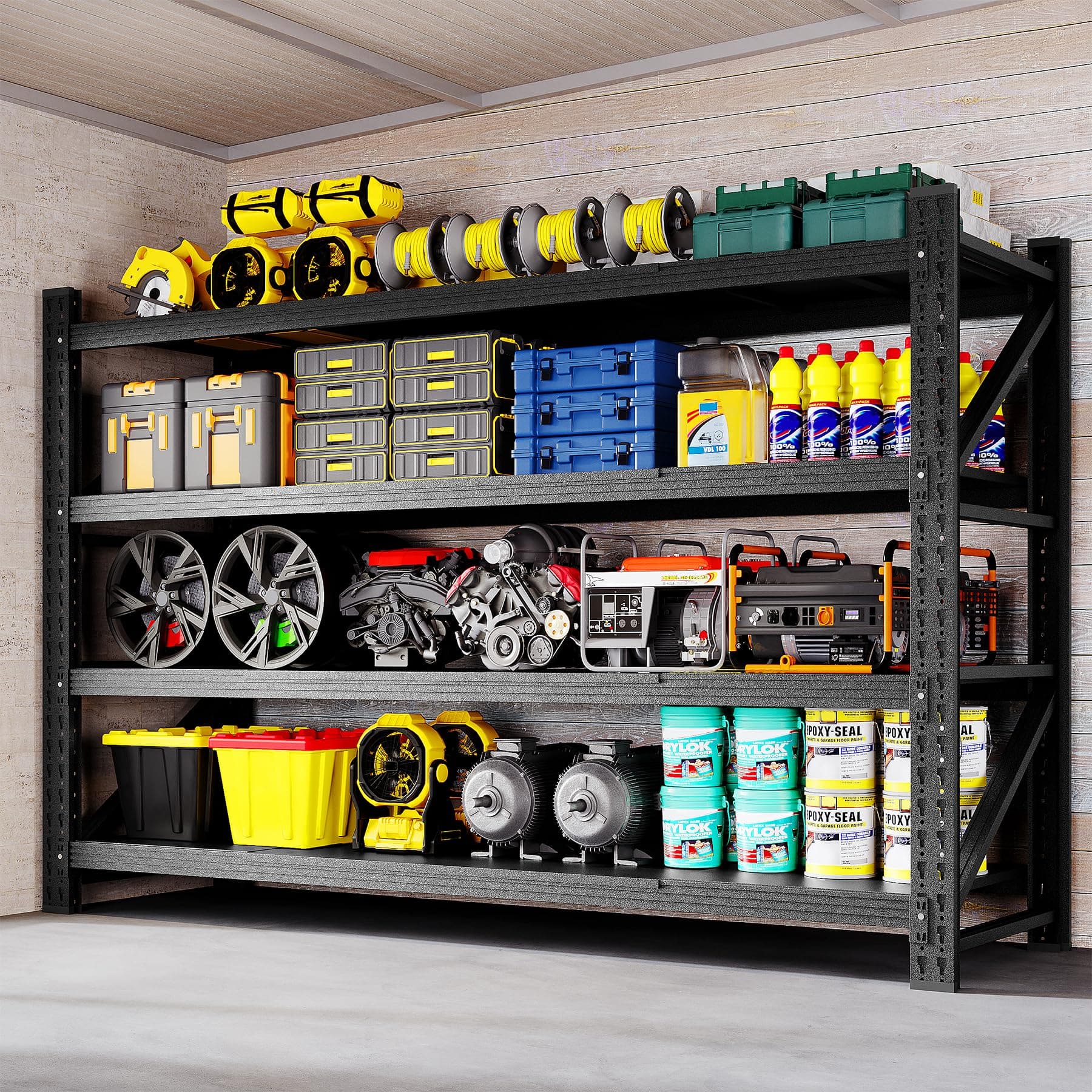 BYNSOE 71" W Storage Shelves 5000lbs Garage Metal Shelving Heavy Duty Garage Shelves Adjustable Storage Shelves for Industrial, Factory,71" W X 24" D X 69" H 71"W x 24"D x 69"H
