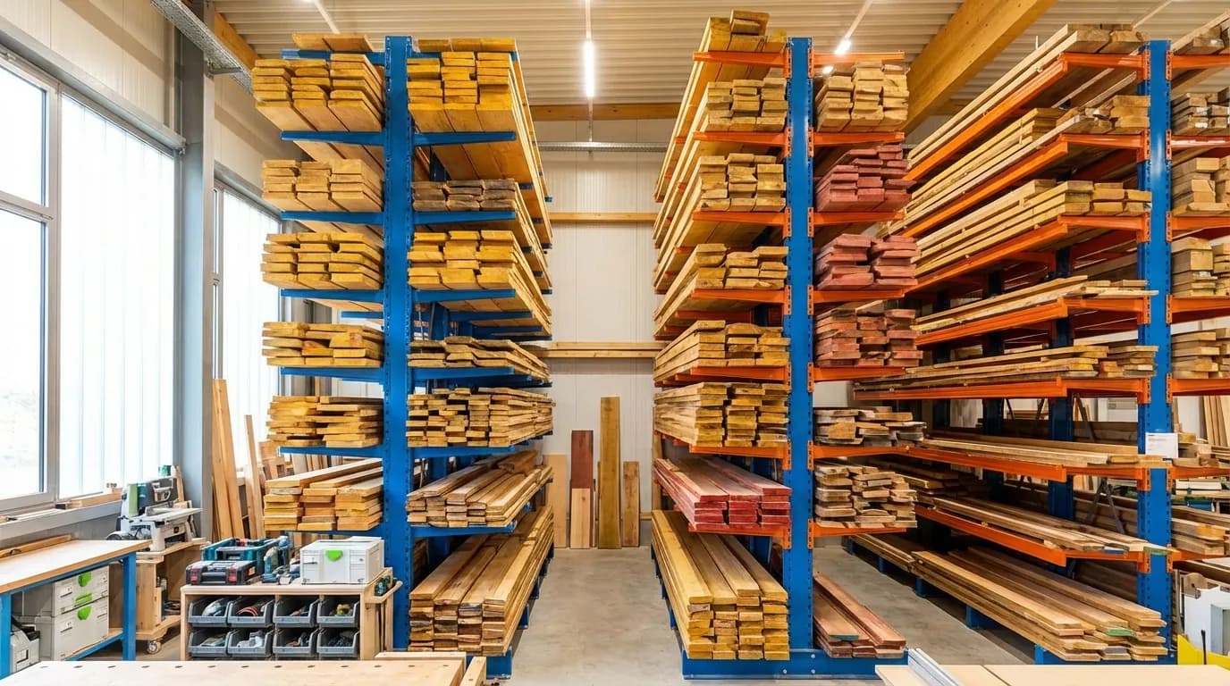 Heavy-Duty Shelving for Lumber Storage