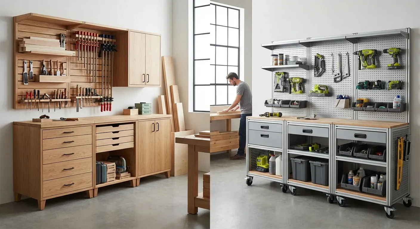 comparison of modular storage systems in a workshop