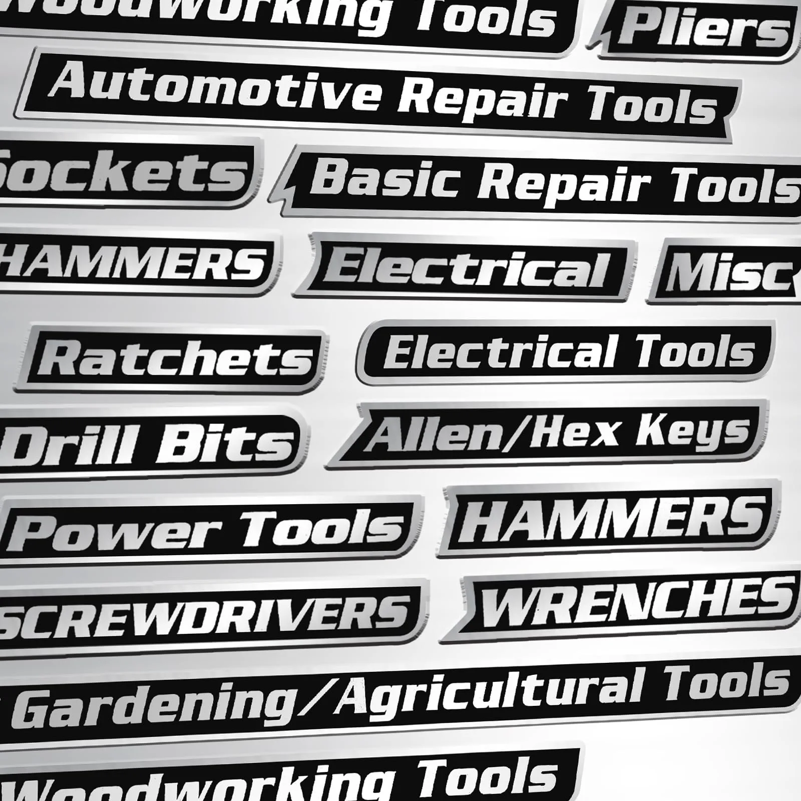 18 Pack of Tool Box Labels, New 3D-Printed Magnetic Tool Box Labels, Magnetic Toolbox Labels Reusable Tags for Steel Toolboxes, Carts, Drawers, and Cabinets(18PCS-Black)