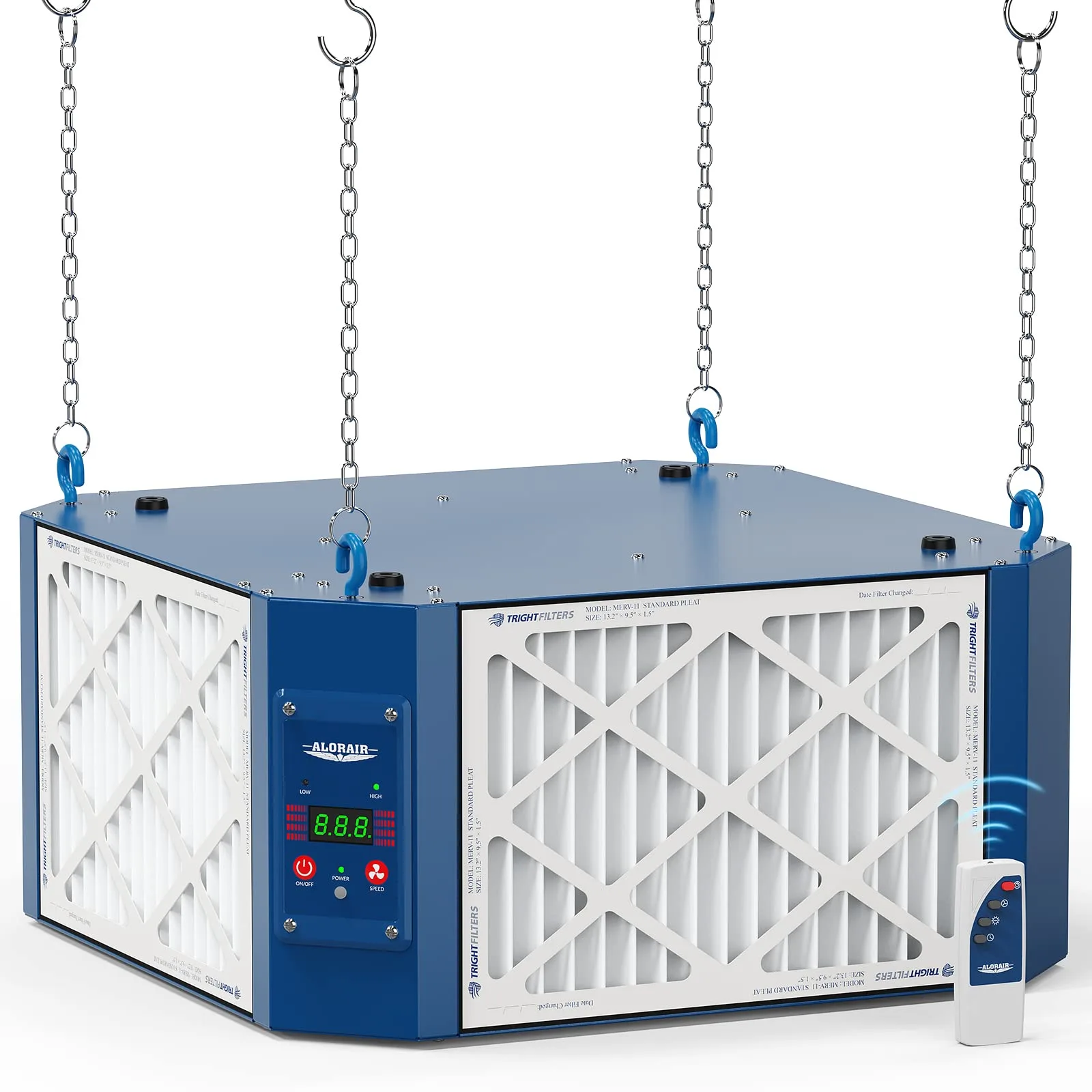 ALORAIR 360 Degree Intake Air Filtration System Woodworking - (1050/1350 CFM) with Strong Vortex Fan, Hanging Mode for Garage Works Shop, Shop Dust Collectors, Purecare 1350