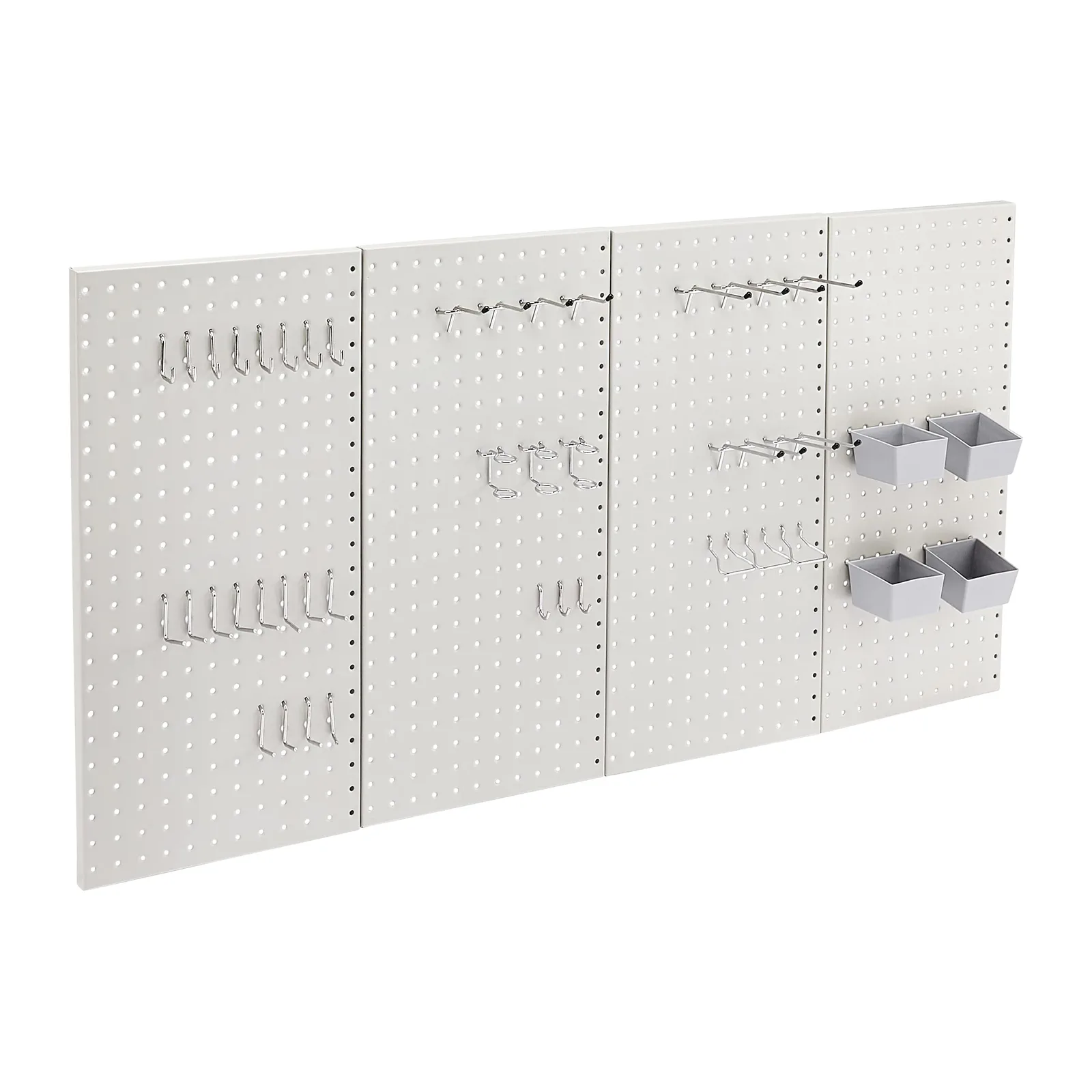 Amazon Basics Rectangular Metal Pegboard Kit for Wall Storage, Rust and Scratch Resistant, 48-Piece, Gray 48- Pieces